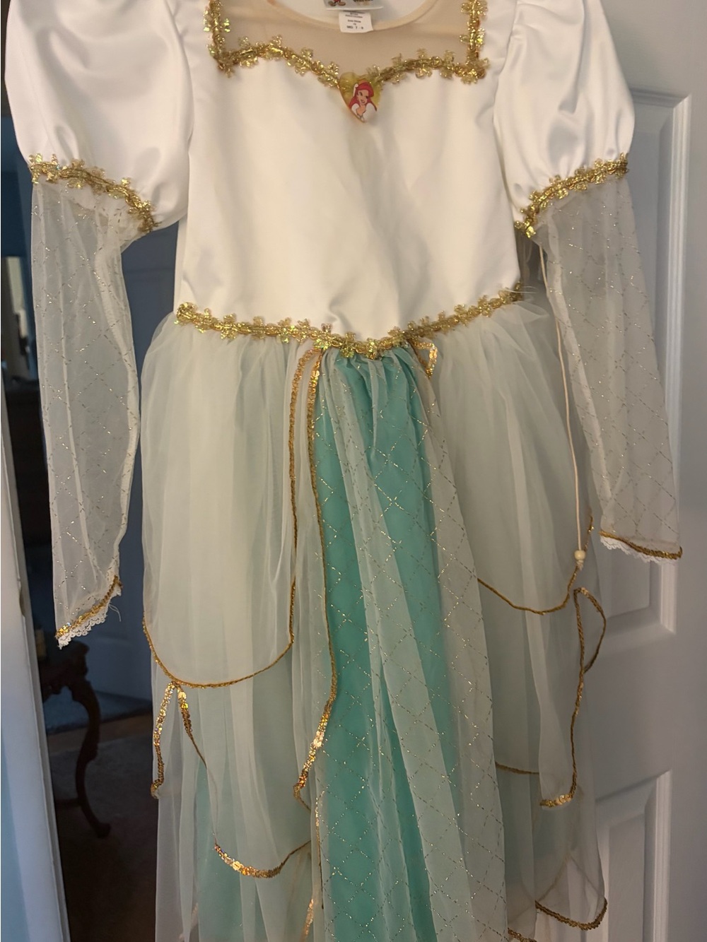 Disney White and Aqua Gold-Trim Princess Costume Dress